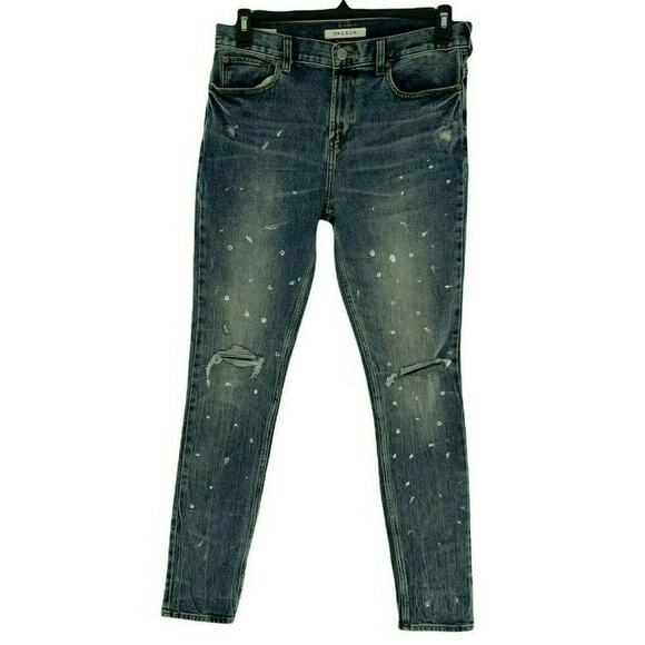 PACSUN Jeans Men Size 30X30 Stacked Skinny Distressed Bleach Print Pockets Denim - Picture 1 of 12